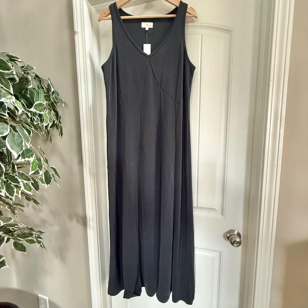 Lou & Grey Gray Sleeveless Maxi Dress Size L NWT Modal Blend